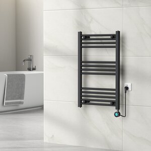 Elektrische Handdoekradiator - Mat Zwart - 800×500 mm - 300 Watt - inclusief thermostaat