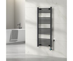Elektrische Handdoekradiator - Mat Zwart - 1200×500 mm - 500 Watt - inclusief thermostaat