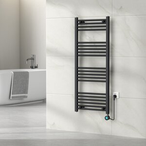 Elektrische Handdoekradiator - Mat Zwart - 1200×500 mm - 500 Watt - inclusief thermostaat