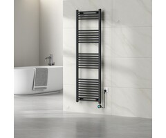 Elektrische Handdoekradiator - Mat Zwart - 1600×500 mm - 700 Watt - inclusief thermostaat