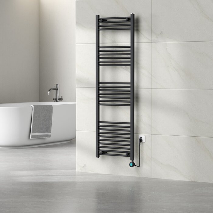 Elektrische Handdoekradiator - Mat Zwart - 1600×500 mm - 700 Watt - inclusief thermostaat