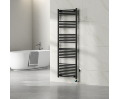 Elektrische Handdoekradiator - Mat Zwart - 1800×600 mm - 900 Watt - inclusief thermostaat