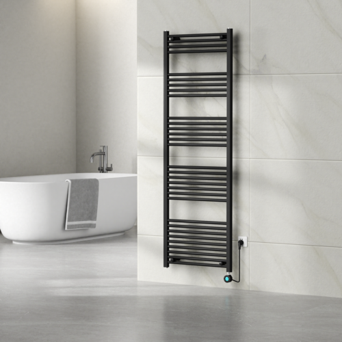 Elektrische Handdoekradiator - Mat Zwart - 1800×600 mm - 900 Watt - inclusief thermostaat