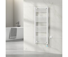 Elektrische Handdoekradiator - Mat wit - 1200×500 mm - 500 Watt - inclusief thermostaat