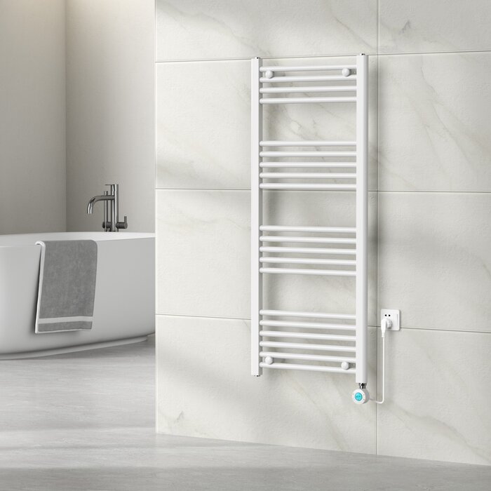 Elektrische Handdoekradiator - Mat wit - 1200×500 mm - 500 Watt - inclusief thermostaat