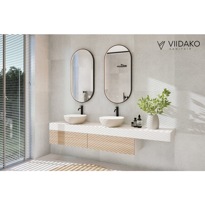 Badkamerspiegel -Mat Zwart -50x100 cm - Anti-Condens & LED Dimbaar