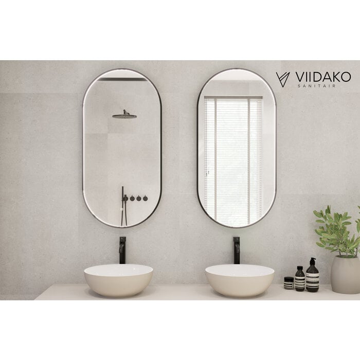 Badkamerspiegel -Mat Zwart -50x100 cm - Anti-Condens & LED Dimbaar