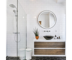 Badkamerspiegel Zwarte lijst - ø 60 cm - Anti-Condens & LED Dimbaar