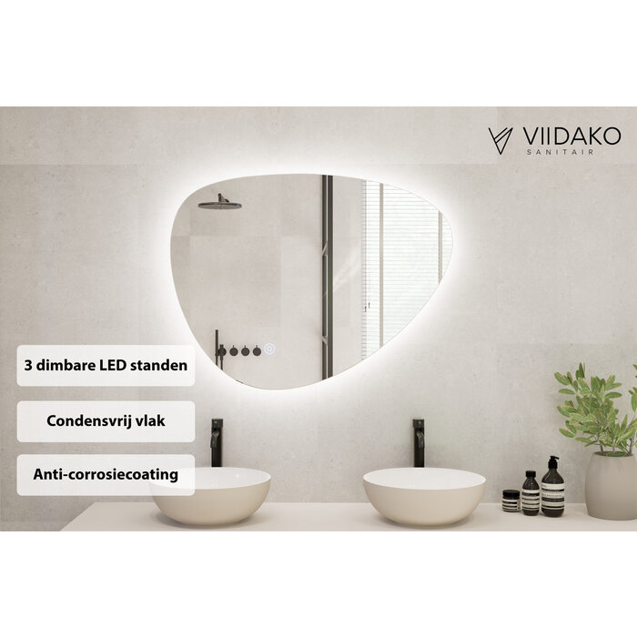 Badkamerspiegel - Organisch - 60x41 cm - Anti-Condens & LED Dimbaar