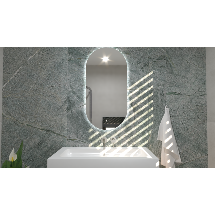 Badkamerspiegel -Ovaal -50x100 cm - Anti-Condens & LED Dimbaar