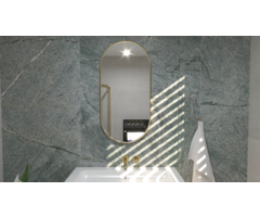 Badkamerspiegel -Geborsteld messing -50x100 cm - Anti-Condens & LED Dimbaar