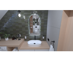 Badkamerspiegel Halfrond 50 x 100 cm - Anti-Condens & LED Dimbaar