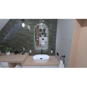 Badkamerspiegel Halfrond 50 x 100 cm - Anti-Condens & LED Dimbaar