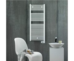 Elektrische Handdoekradiator Comfort- wit Ral 9016 - 1226×500 mm - 750 Watt - met Musa thermostaat
