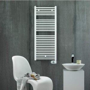 Elektrische Handdoekradiator Comfort- wit Ral 9016 - 1226×500 mm - 750 Watt - met Musa thermostaat