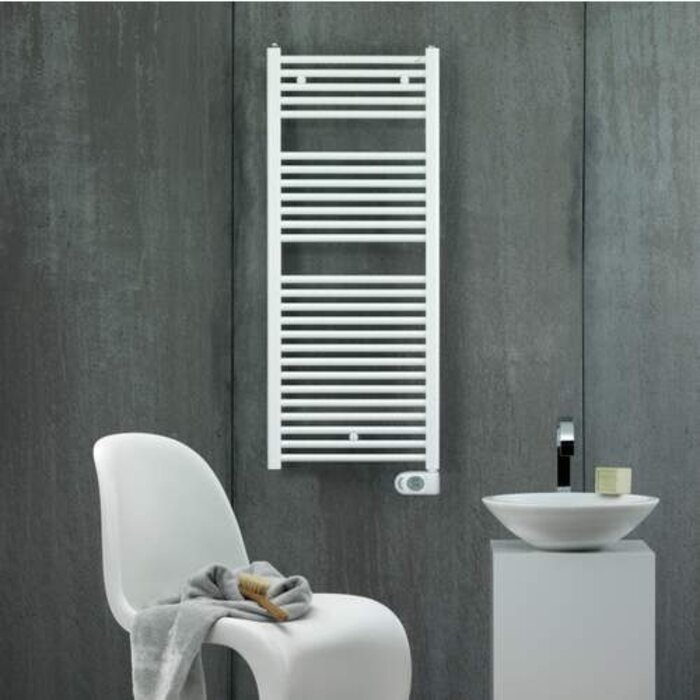 Elektrische Handdoekradiator Comfort- wit Ral 9016 - 906×500 mm - 500 Watt - met Musa thermostaat
