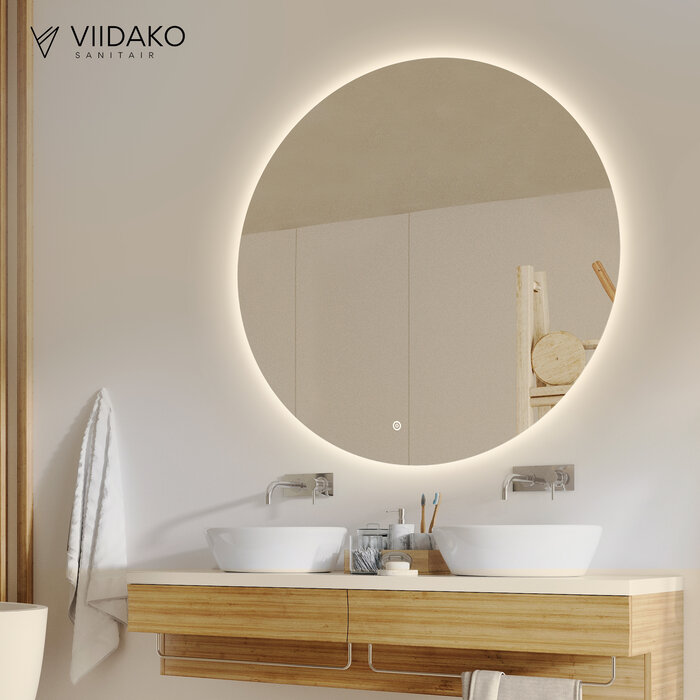 Badkamerspiegel - rond 80 cm - met verlichting