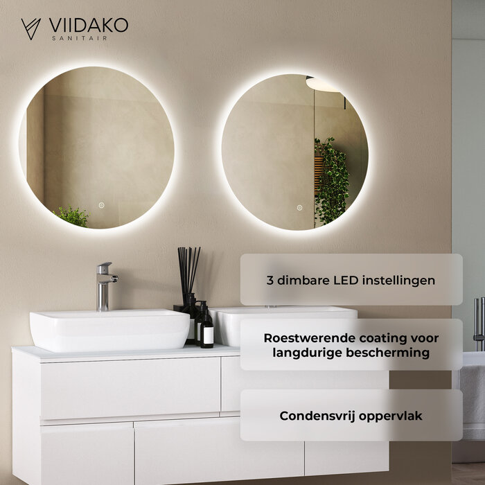 Badkamerspiegel - rond 100 cm - met verlichting