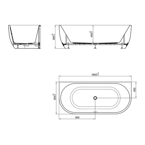 Half Vrijstaand Bad Geertii Glans Wit 180×80x58 cm hoog Half Vrijstaand Bad Geertii Glans Wit 180×80x58 cm hoog