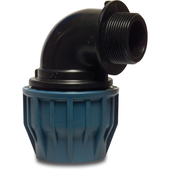 Jason Knie 90° PP 40 mm x 1 1/2" buitendraad