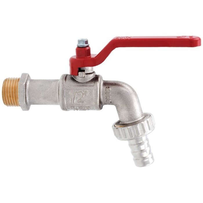 Itap Kogelkraan messing vernikkeld 1" met slangtule