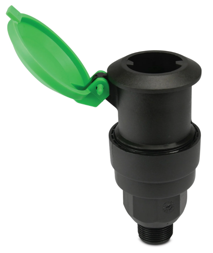 Waterstopcontact 3/4" buitendraad 8bar zwart/groen