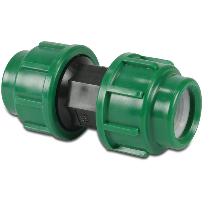 VDL Koppeling PP 16 mm knel 16bar zwart/groen KIWA