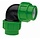 VDL Knie 90° PP 16 mm knel 16bar zwart/groen KIWA
