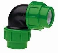 VDL Knie 90° PP 16 mm knel 16bar zwart/groen KIWA