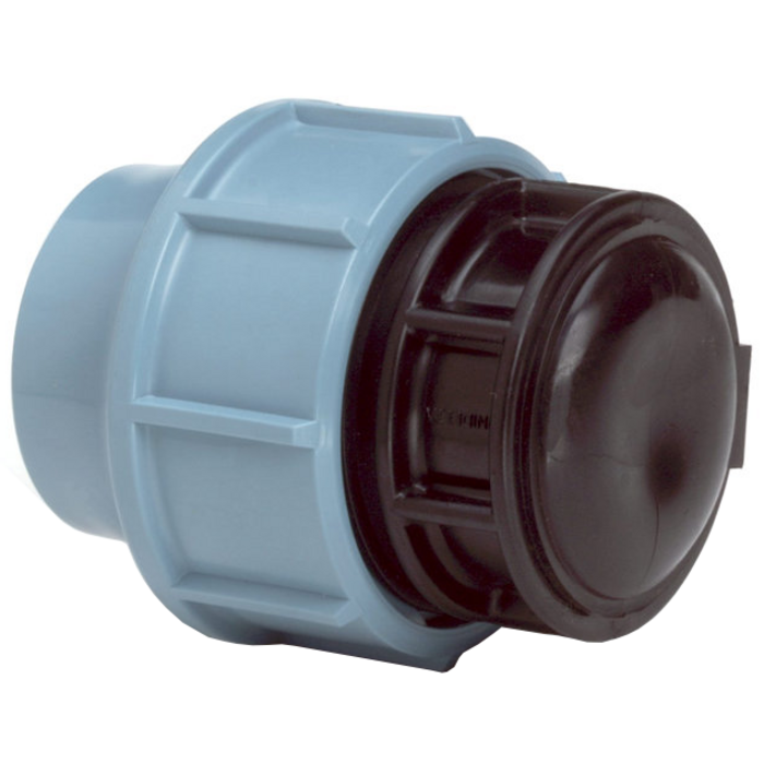 Unidelta Eindkap PP 25 mm knel 16bar zwart/blauw