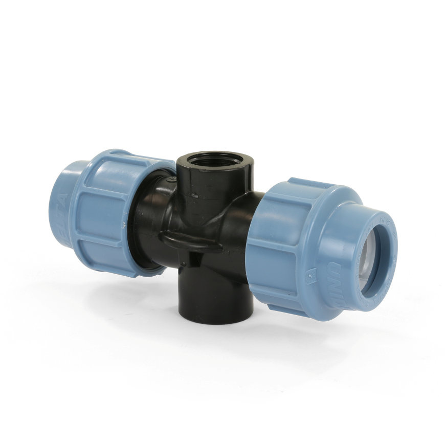 Unidelta T-stuk 90° 32 x 32 mm x ¾" grondpenaansluiting