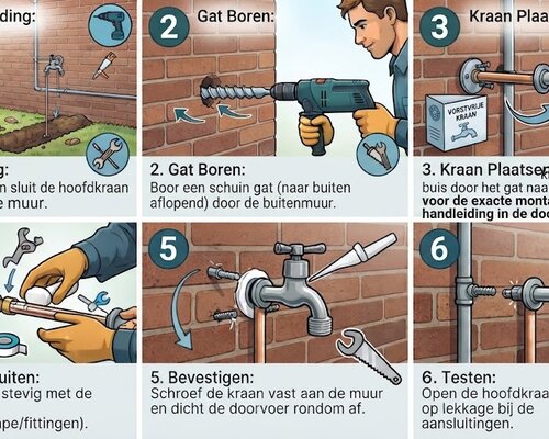 Stappenplan vorstvrije buitenkraan monteren