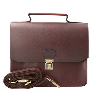 Orange Fire Schoudertas tuigleer horizontaal bruin