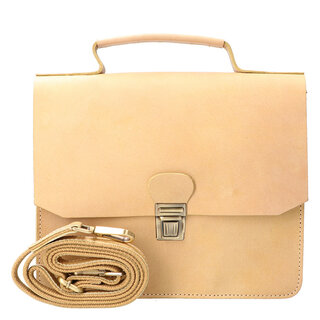 Orange Fire Schoudertas tuigleer horizontaal naturel