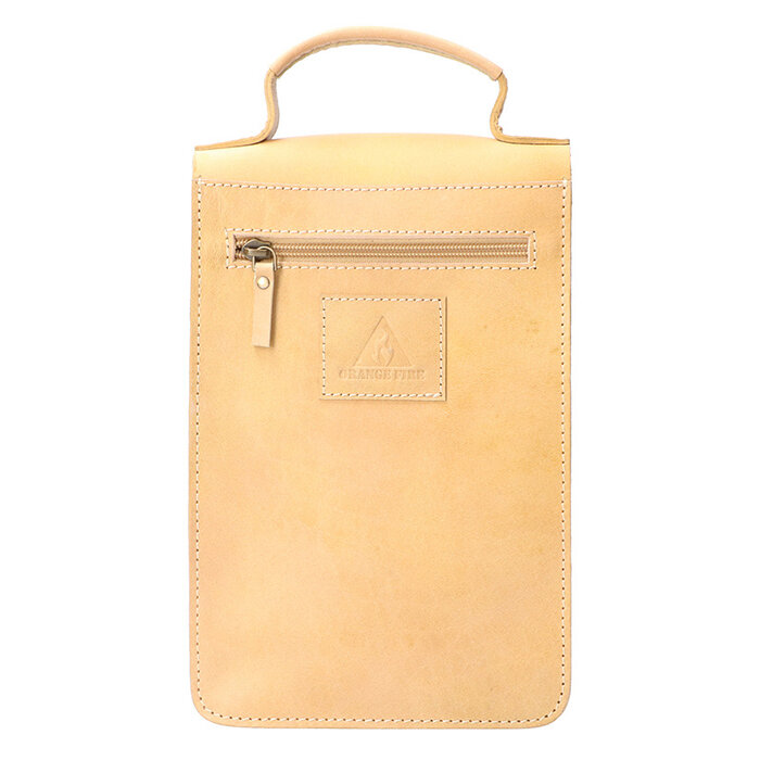 Orange Fire Schoudertas tuigleer verticaal naturel