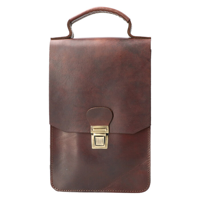 Orange Fire Schoudertas tuigleer verticaal bruin