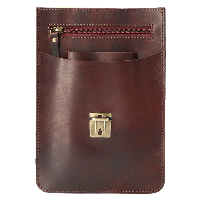 Orange Fire Schoudertas tuigleer verticaal bruin