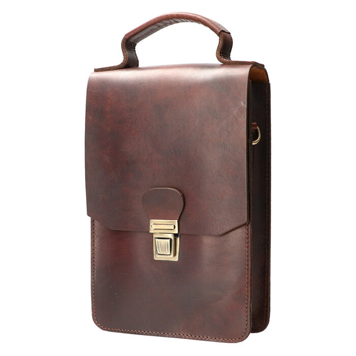 Orange Fire Schoudertas tuigleer verticaal bruin