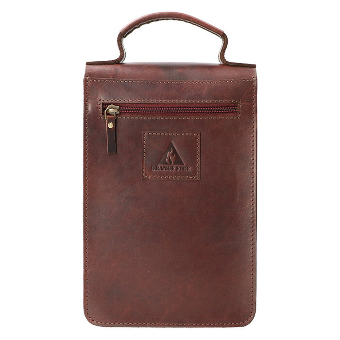 Orange Fire Schoudertas tuigleer verticaal bruin