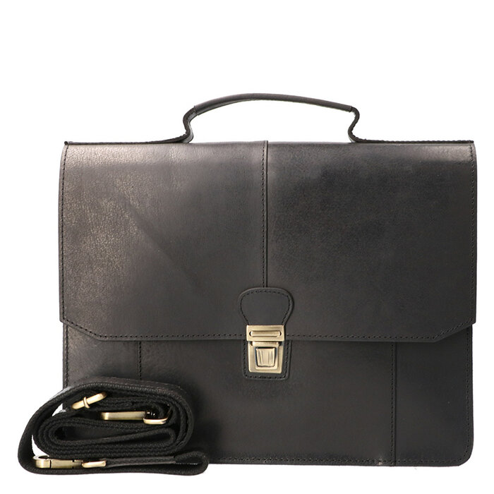 Orange Fire Luxe werktas tuigleer A4 zwart