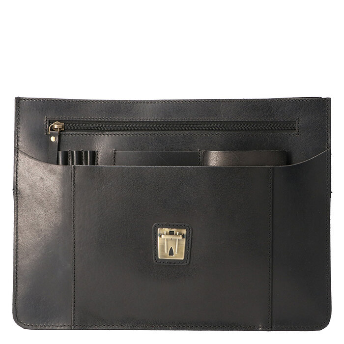 Orange Fire Luxe werktas tuigleer A4 zwart