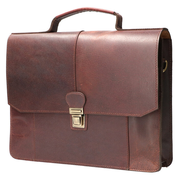 Orange Fire Luxe werktas tuigleer A4 bruin
