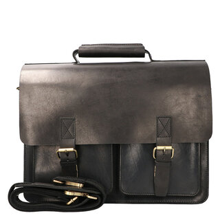 Orange Fire Luxe werktas  tuigleer zwart 3 vaks