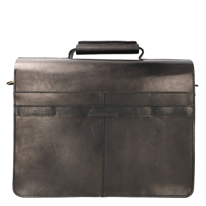 Orange Fire Luxe werktas  tuigleer zwart 3 vaks