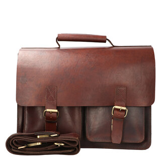 Orange Fire Luxe werktas  tuigleer bruin 3 vaks