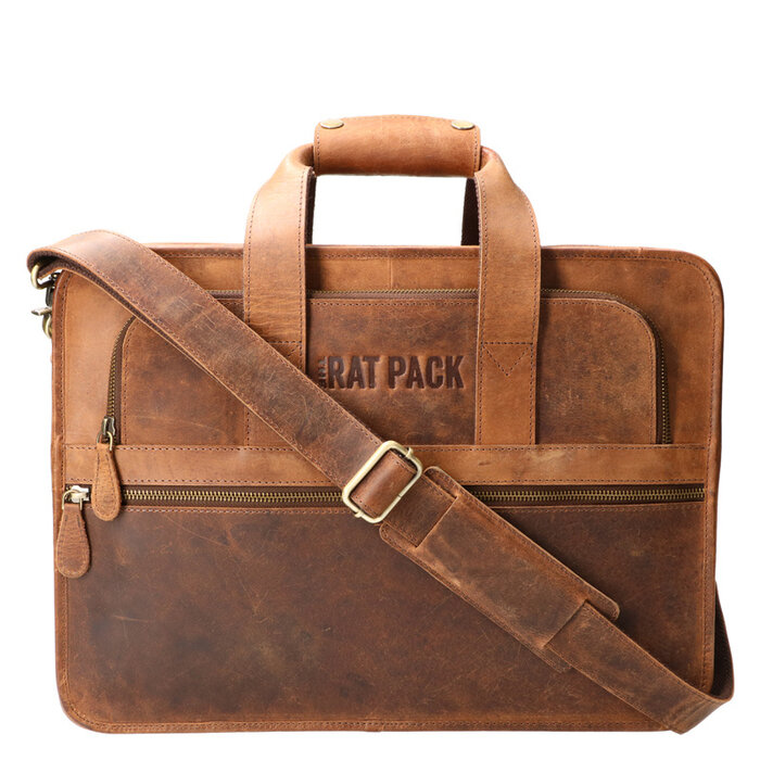 Orange Fire Rat Pack hand messenger dubbelvaks 15 inch Laptop tas