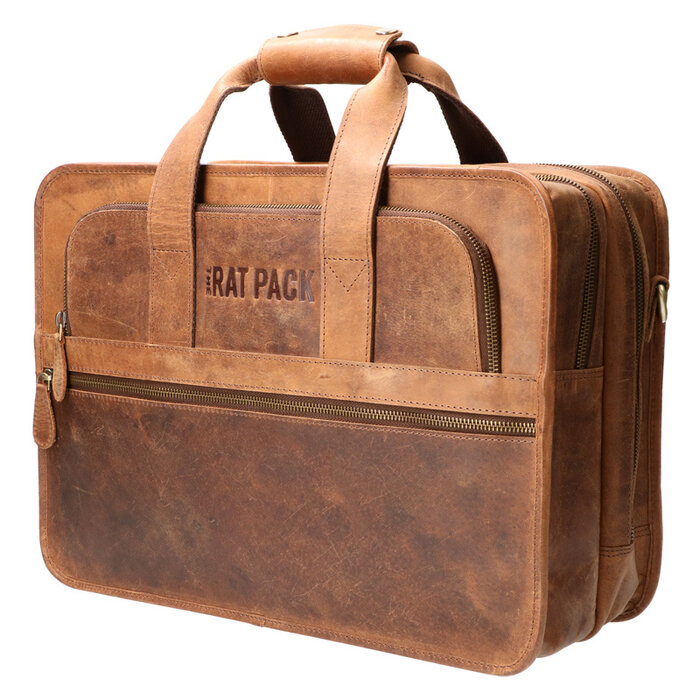 Orange Fire Rat Pack hand messenger dubbelvaks 15 inch Laptop tas