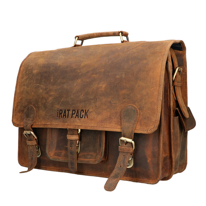 Orange Fire Rat Pack Messenger Overslag 2 vaks 17 inch Laptop tas