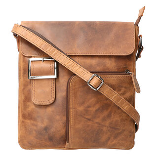 Leather Design Schoudertas Hunter bruin