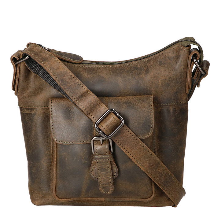 Leather Design Shoulder bag small green